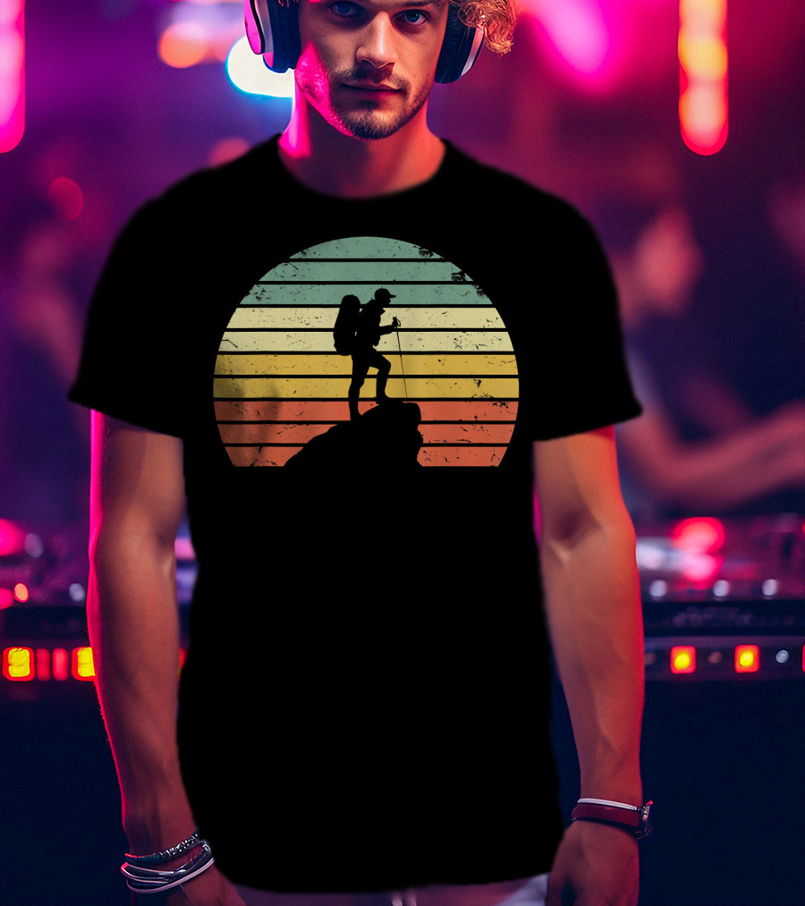 Vintage Hiking Retro Sunset Adventure T-Shirt