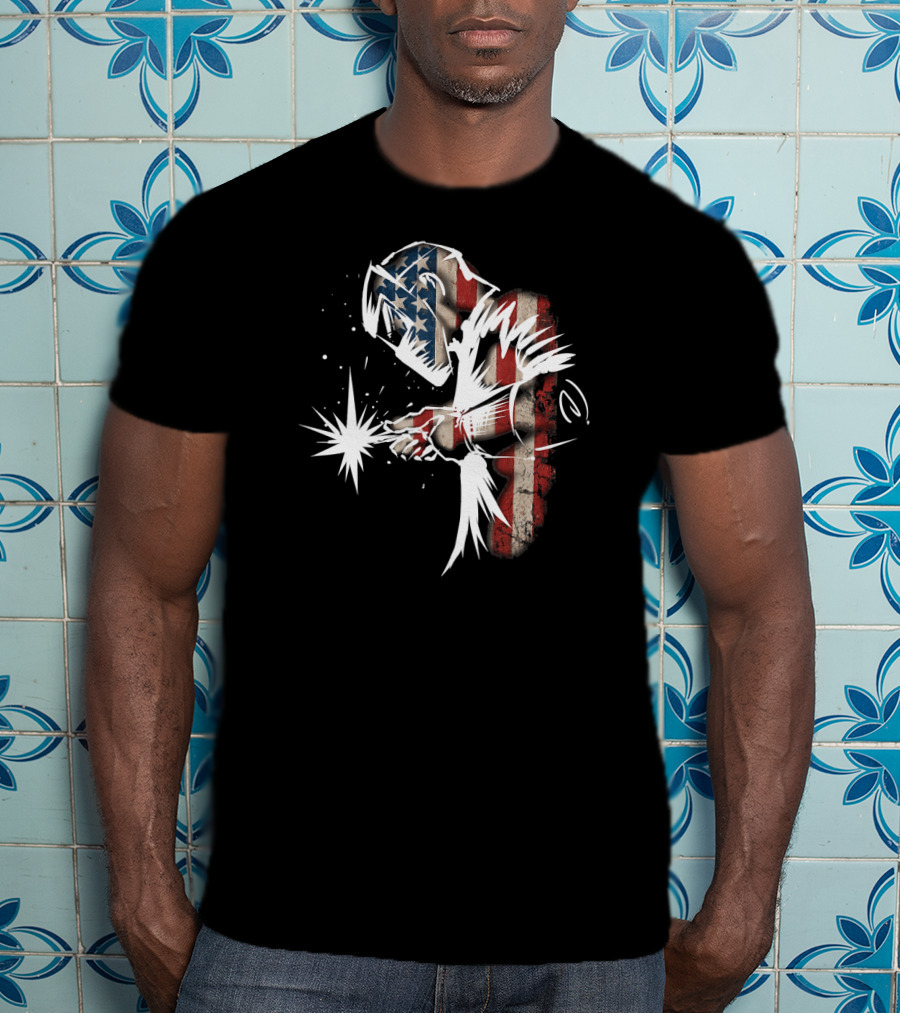 Welder In American Flag Colors With USA Patriotic Flair T-Shirt