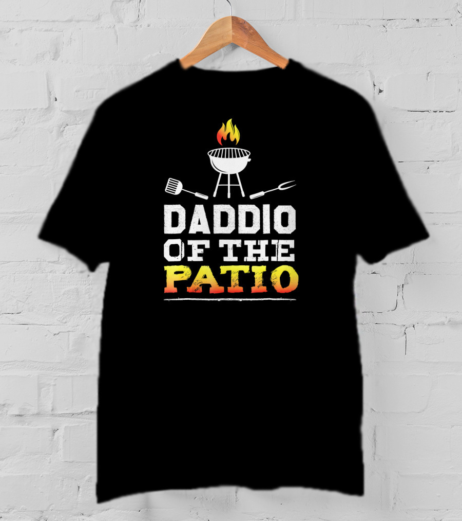 Barbecue Grill Daddio Of The Patio With BBQ Utensils And Flame T-Shirt
