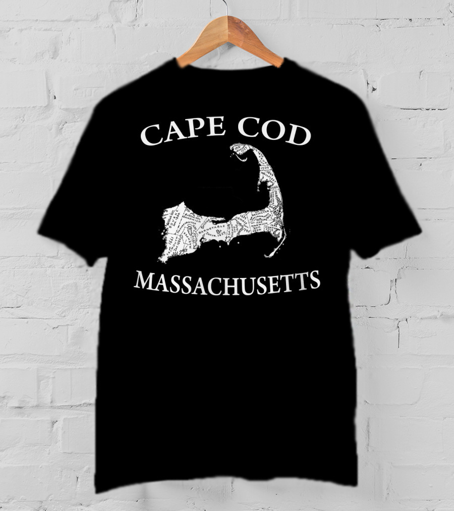 Cape Cod Map Massachusetts Text Overlay T-Shirt