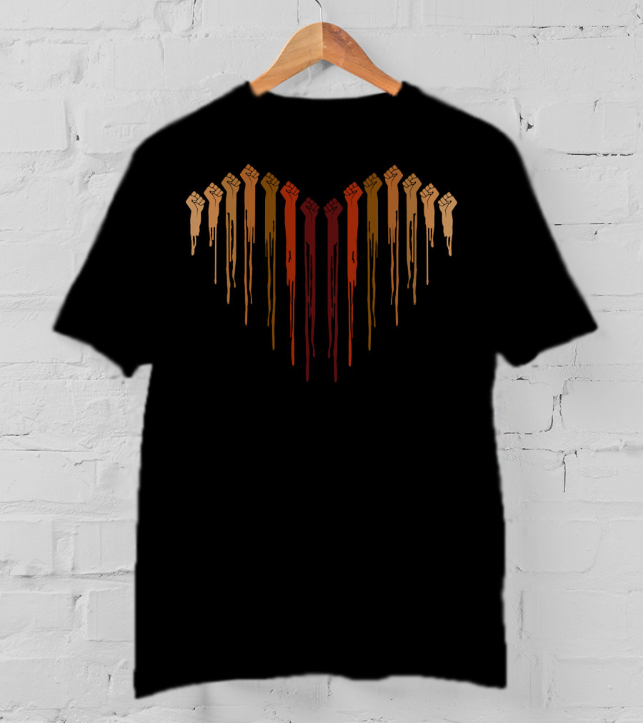 Raised Hands Love Heart Unity Fists T-Shirt