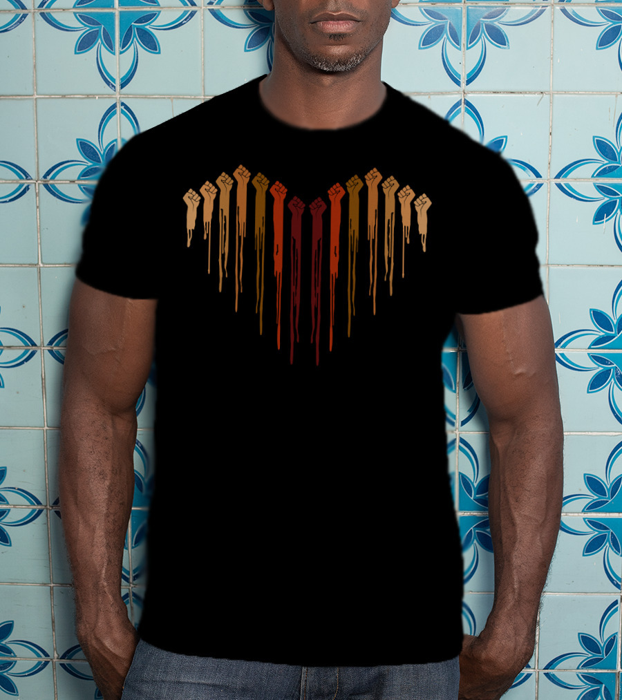 Raised Hands Love Heart Unity Fists T-Shirt