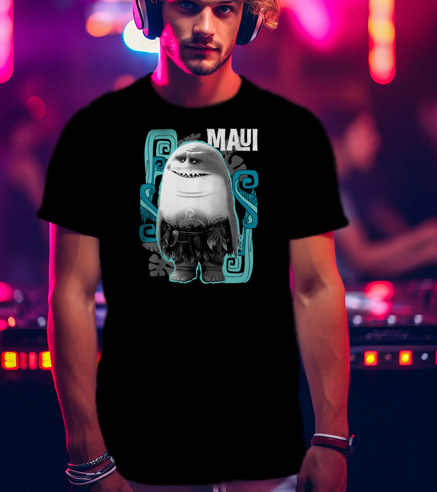 Maui Half Shark Disney Moana Character With Tribal T-Shirt