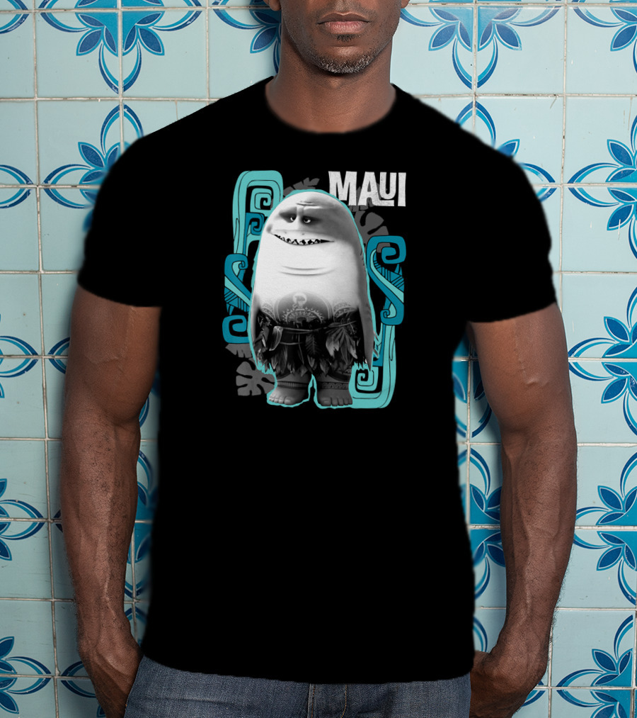 Maui Half Shark Disney Moana Character With Tribal T-Shirt