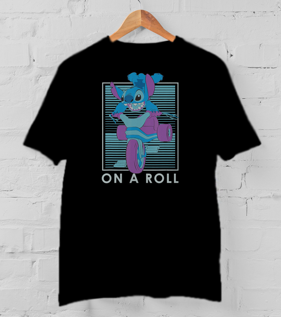 Disney Lilo And Stitch On A Roll Motorcycle Adventure T-Shirt
