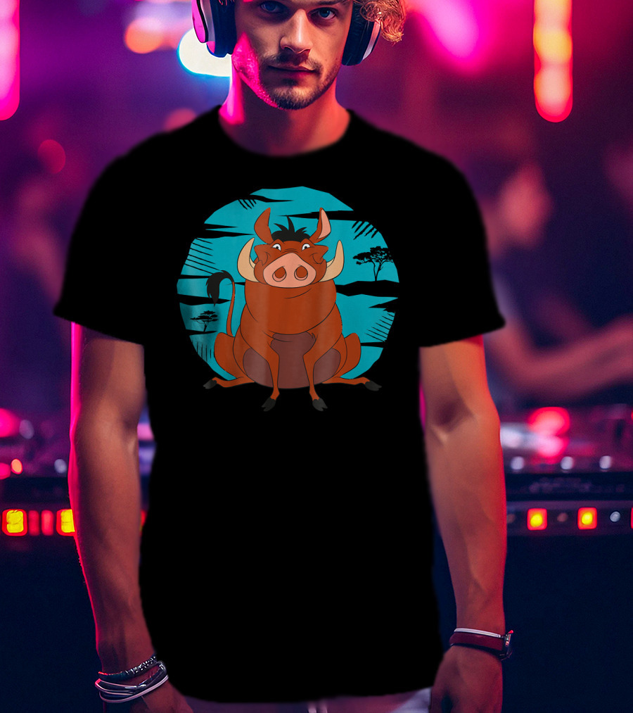 Disney The Lion King Happy Pumbaa African Savanna Scene T-Shirt