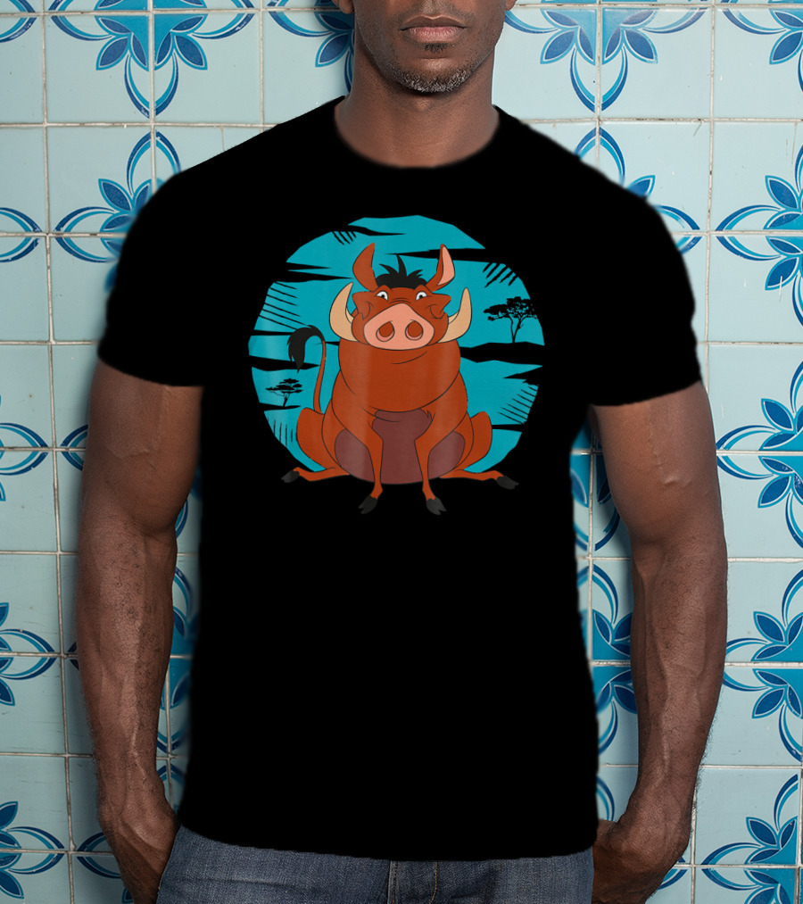 Disney The Lion King Happy Pumbaa African Savanna Scene T-Shirt