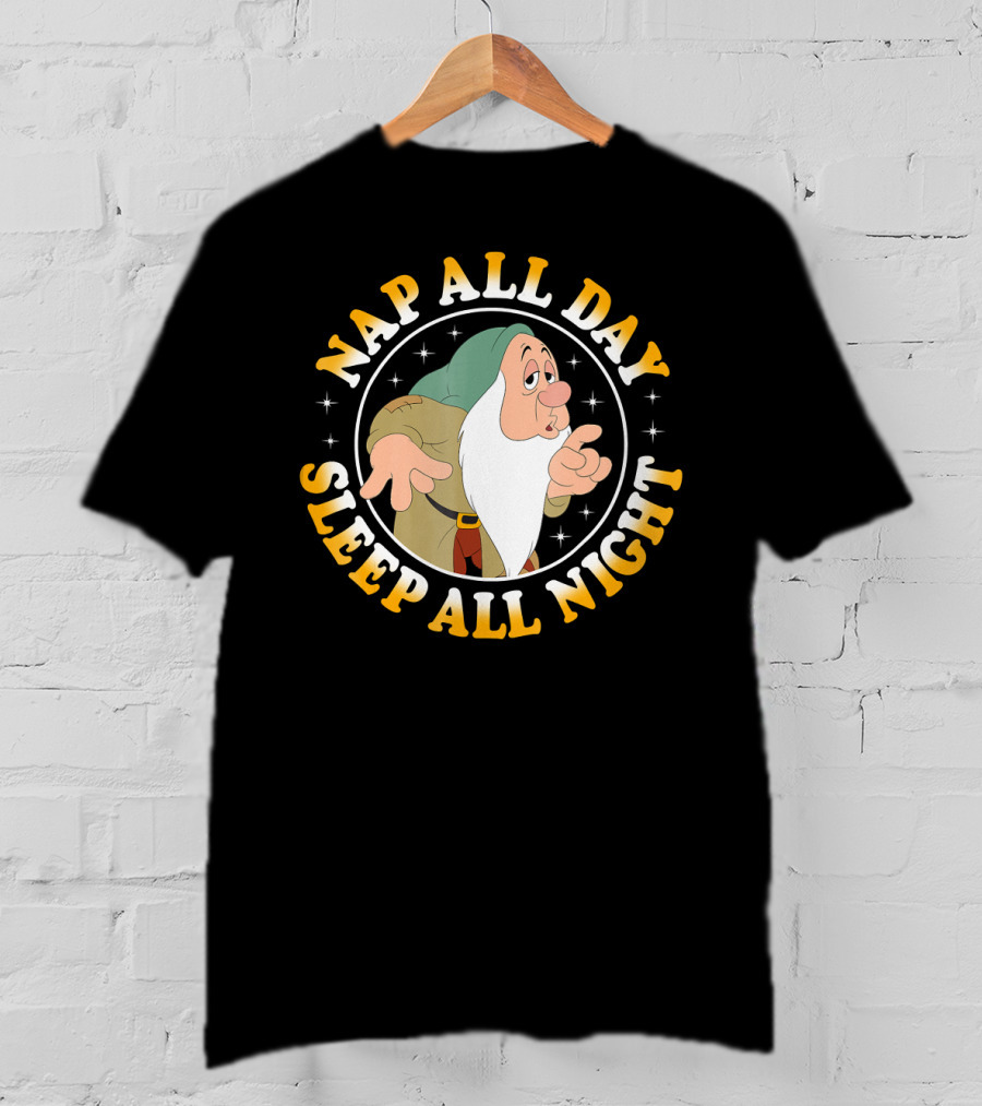 Nap All Day Sleep All Night Disney Snow White Dwarf Sleepy T-Shirt