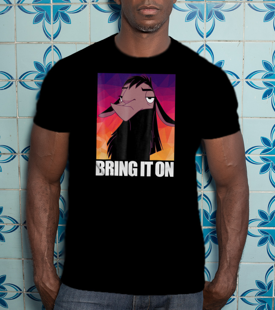 Disney Emperor's New Groove Kuzco Llama Bring It On Colorful Geometric Background T-Shirt