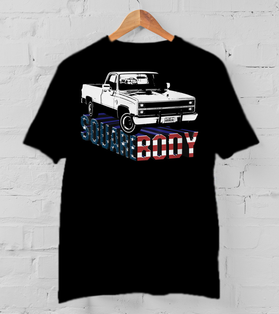 Square Body Truck American Flag Patriotic T-Shirt
