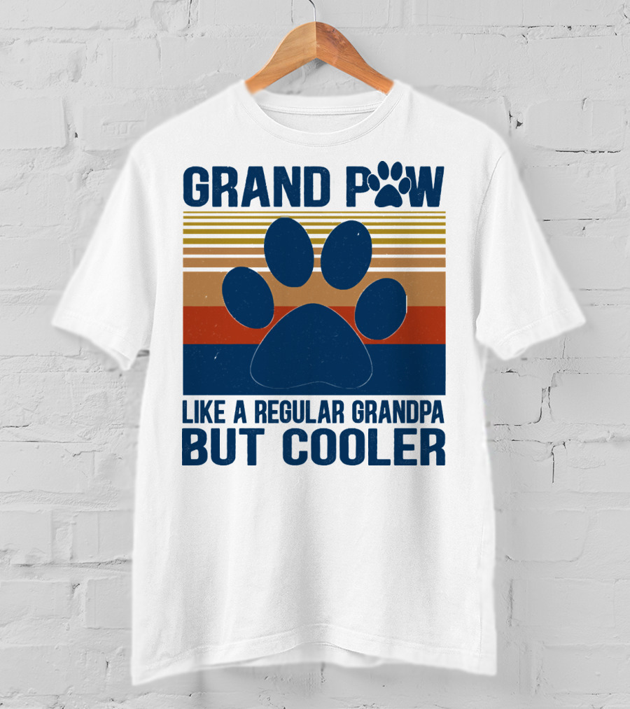 GRAND PAW Like A Regular Grandpa But Cooler Retro Paw Prints T-Shirt