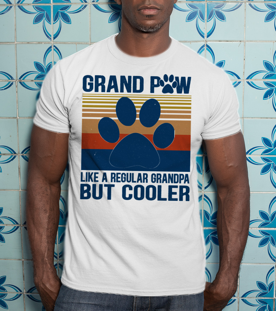 GRAND PAW Like A Regular Grandpa But Cooler Retro Paw Prints T-Shirt
