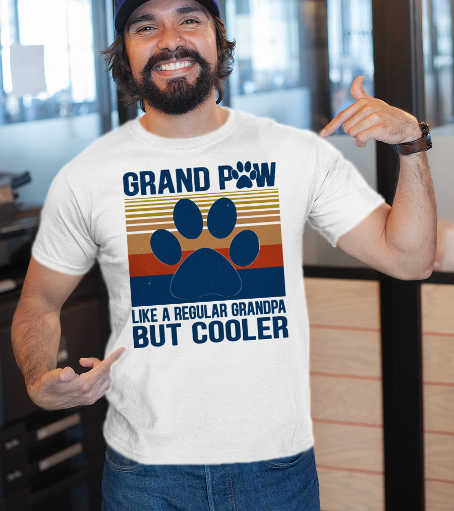 GRAND PAW Like A Regular Grandpa But Cooler Retro Paw Prints T-Shirt
