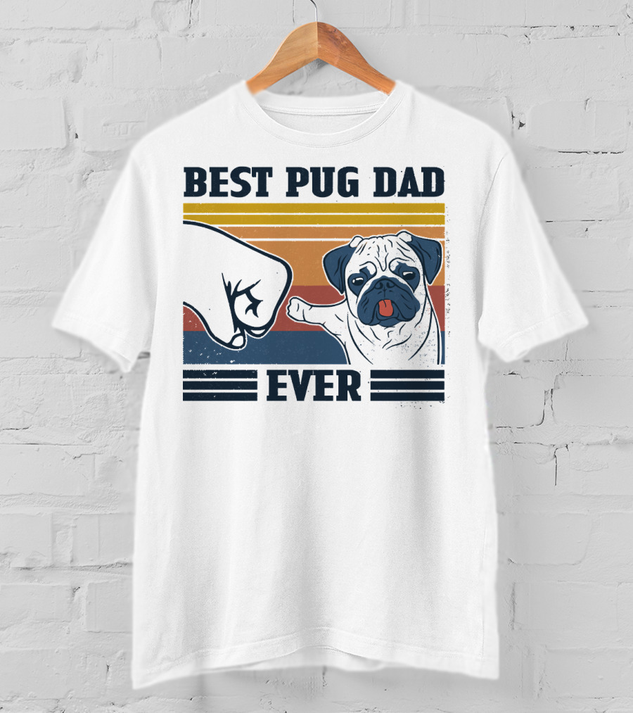 Best Pug Dad Ever Retro Fist Bump T-Shirt