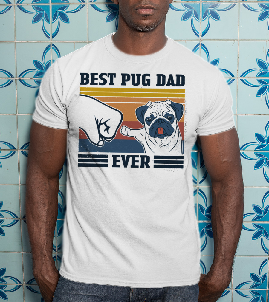 Best Pug Dad Ever Retro Fist Bump T-Shirt