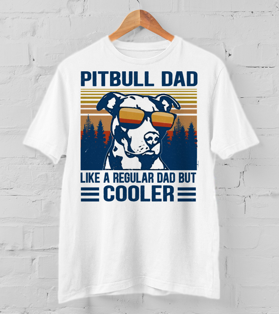 Pitbull Dad Like A Regular Dad But Cooler Retro Style Sunglasses T-Shirt
