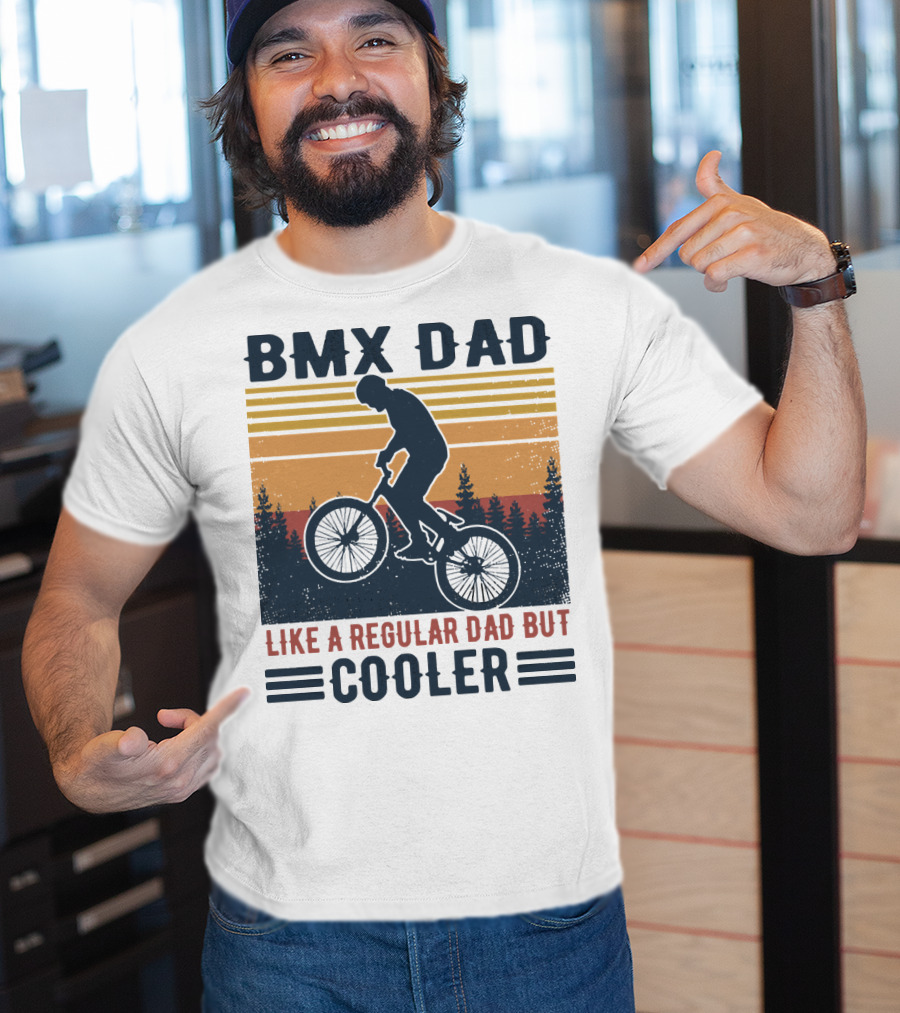 BMX Dad Like A Regular Dad But Cooler Retro Forest T-Shirt