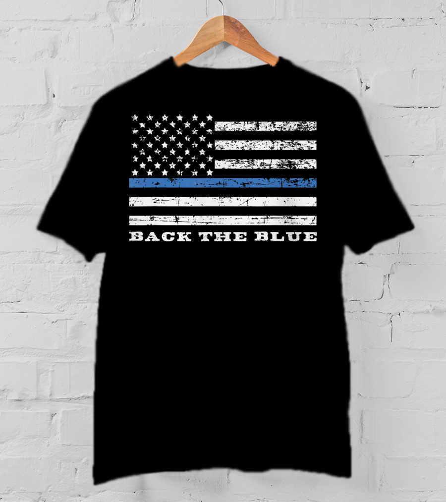 Back The Blue American Flag Police Support T-Shirt