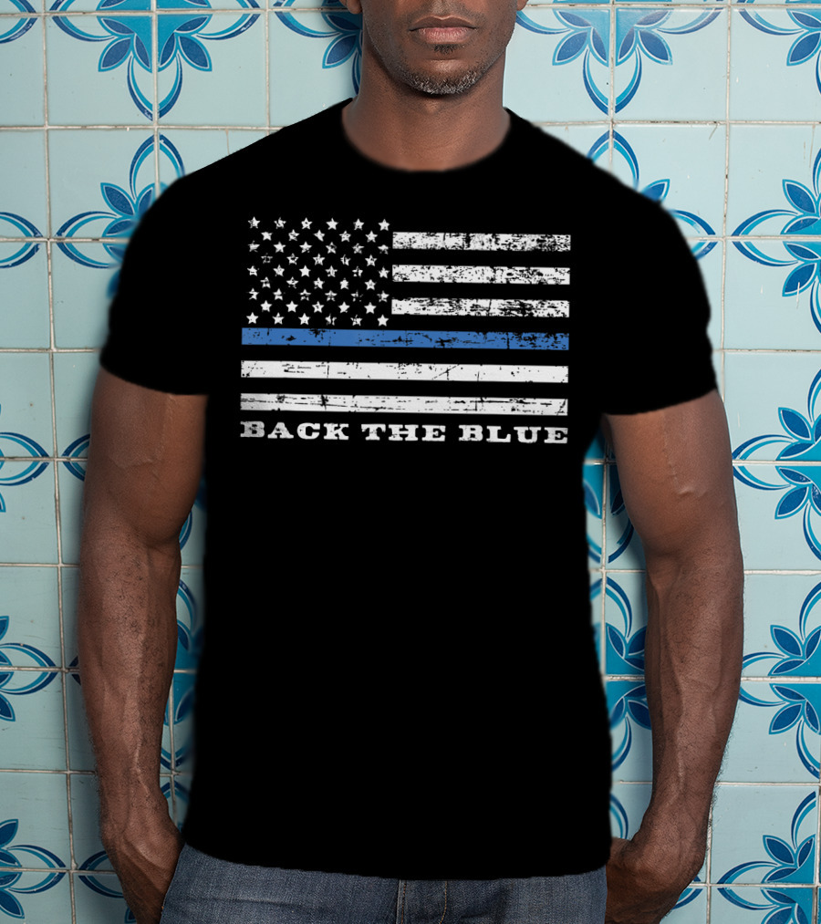 Back The Blue American Flag Police Support T-Shirt