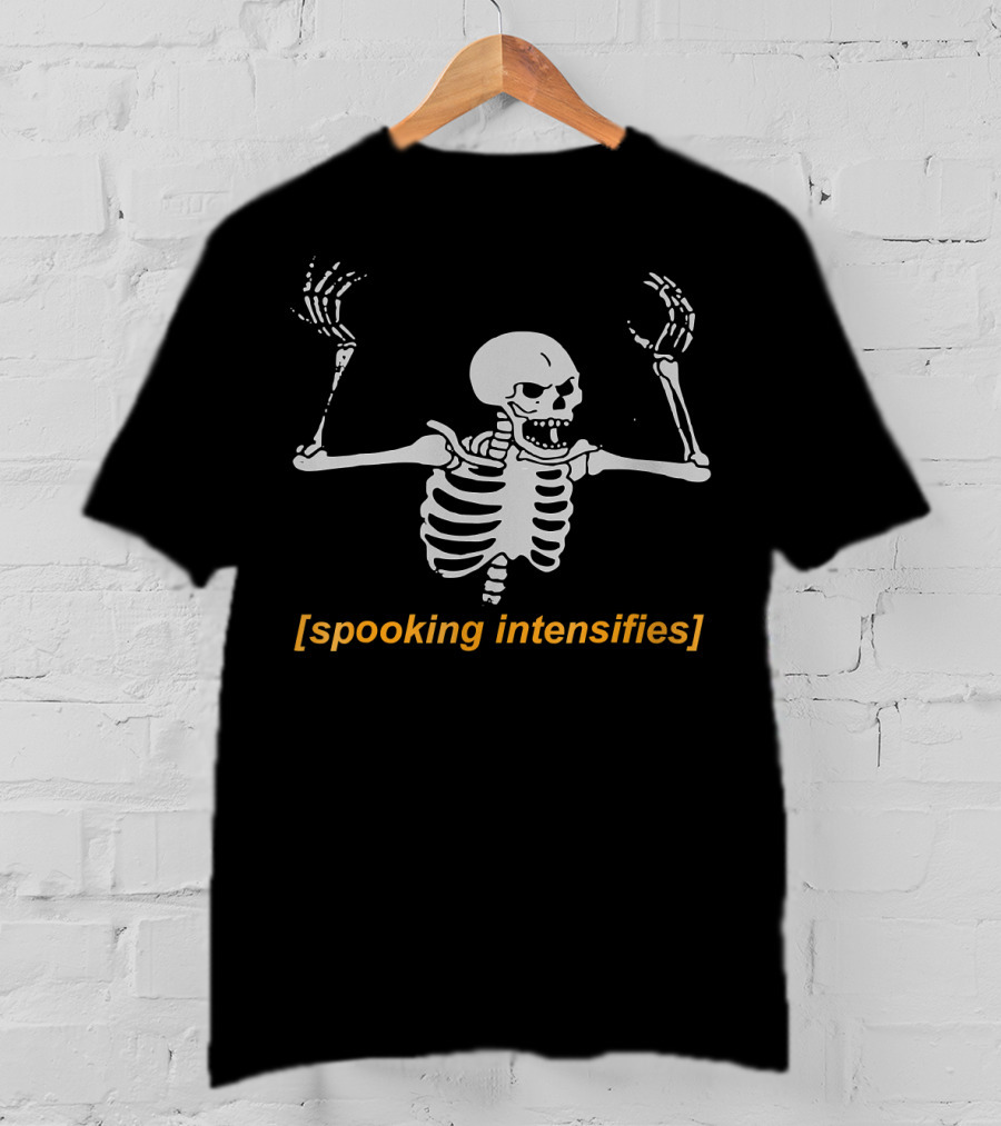 Spooking Intensifies Skeleton With Scary Expression Glaring T-Shirt