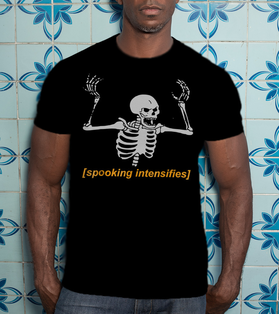 Spooking Intensifies Skeleton With Scary Expression Glaring T-Shirt