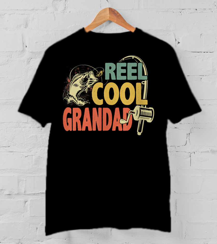 Reel Cool Grandad Vintage Fishing Motif T-Shirt