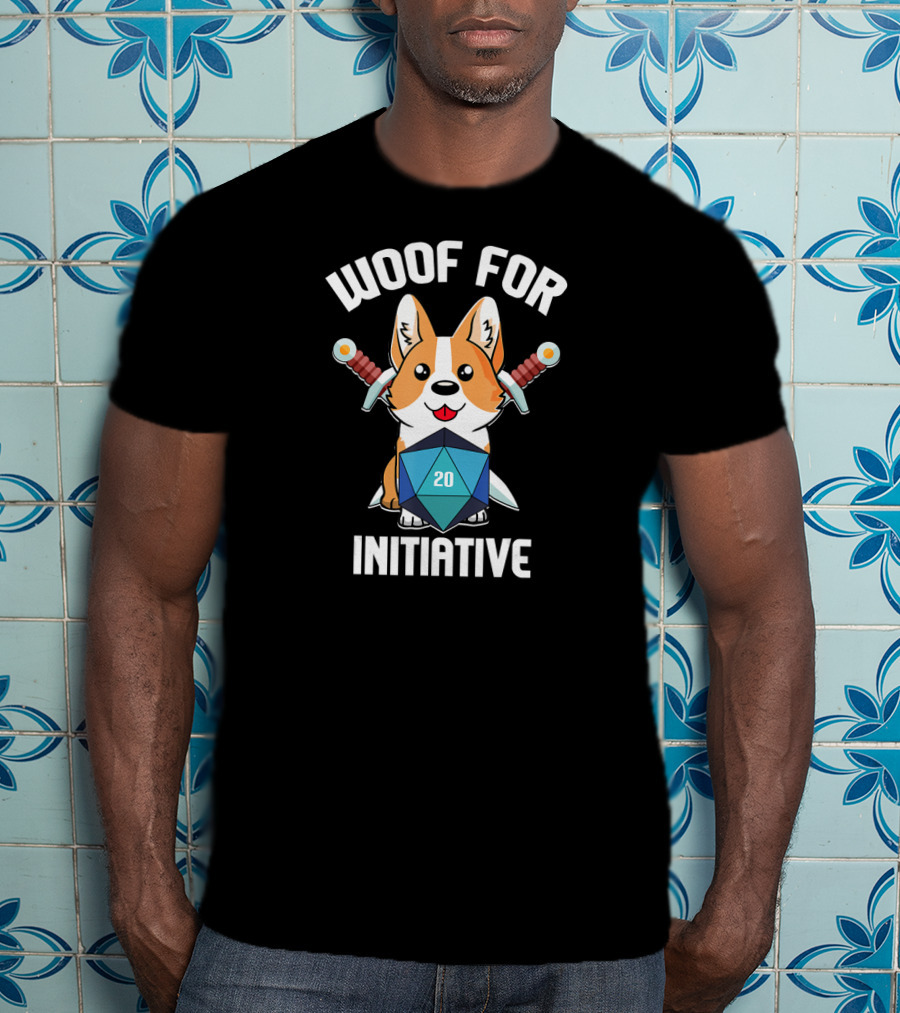 Woof For Initiative Corgi D20 RPG Gamer 20 T-Shirt