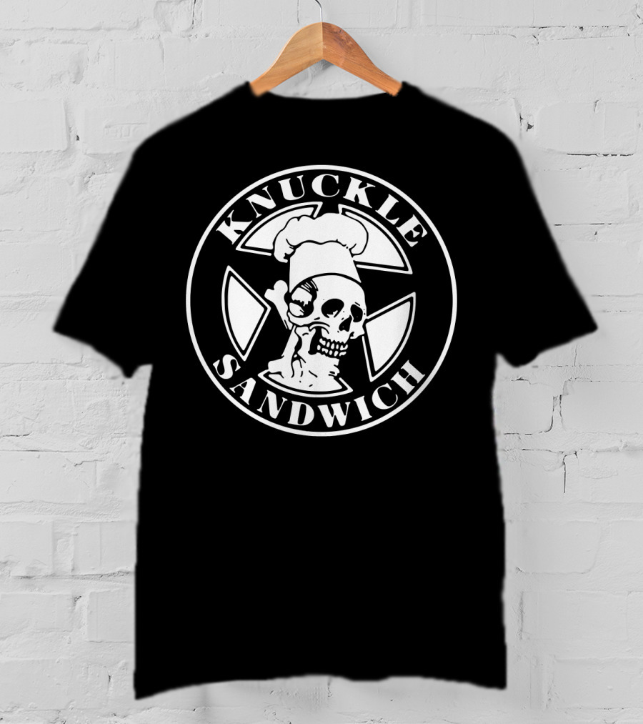 Knuckle Sandwich Skull Chef In Crossbones Circle Emblem T-Shirt