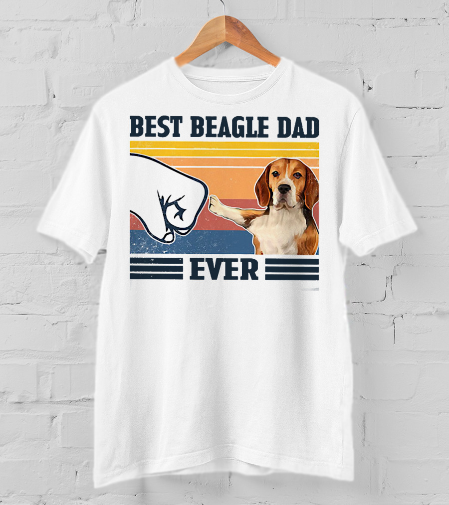 Best Beagle Dad Ever Vintage Fist Bump T-Shirt