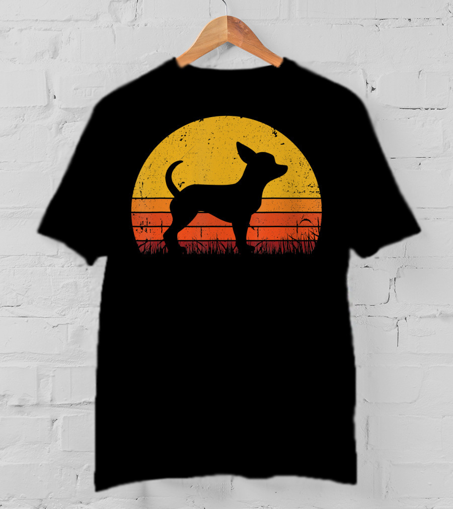 Retro Chihuahua Silhouette In Sunset T-Shirt