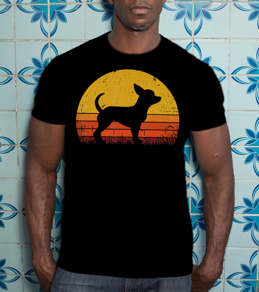 Retro Chihuahua Silhouette In Sunset T-Shirt