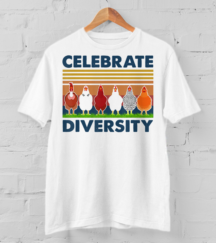 Celebrate Diversity With Chickens In Colorful Display T-Shirt
