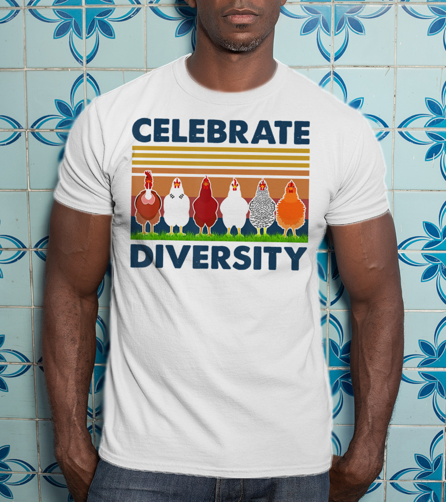 Celebrate Diversity With Chickens In Colorful Display T-Shirt