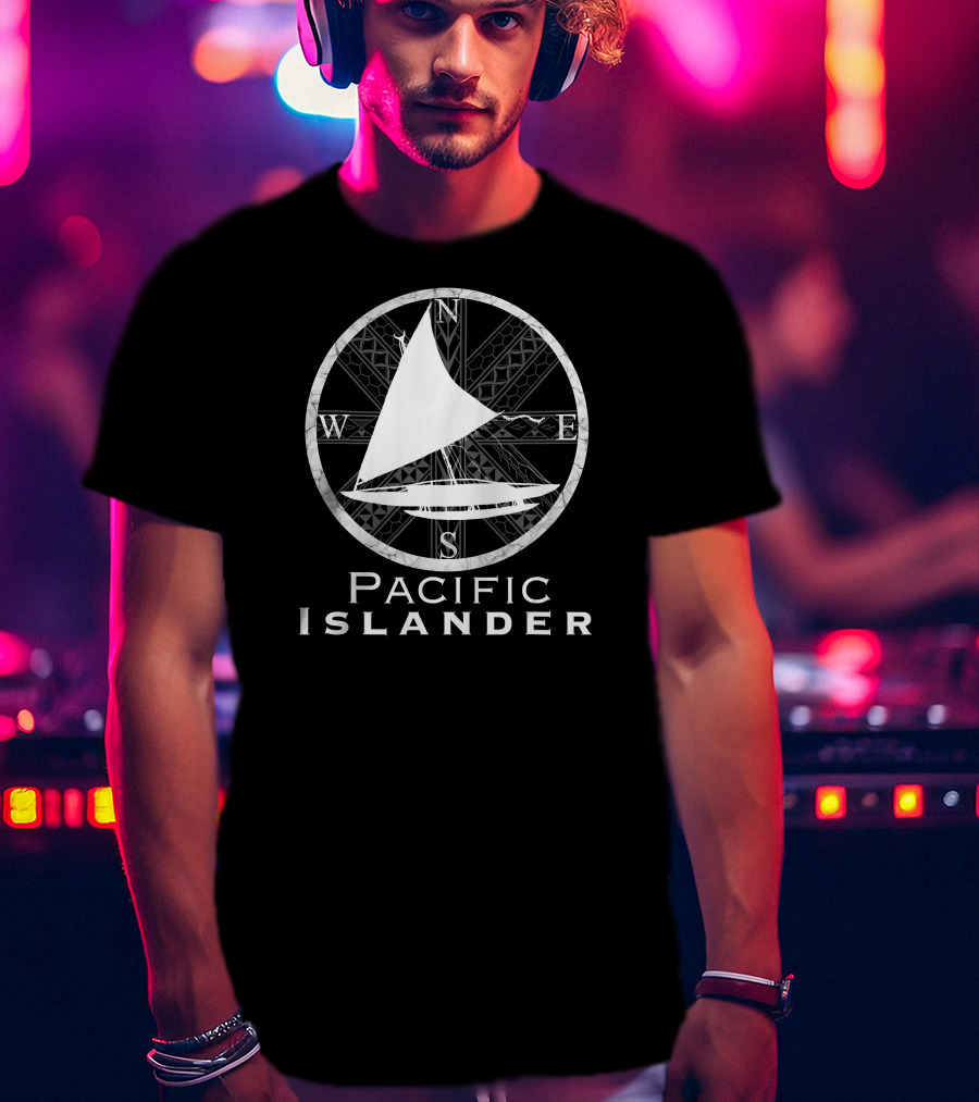 Pacific Islander Tribal Canoe Compass Sailboat T-Shirt