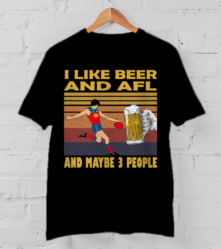 I Like Beer And AFL Maybe 3 People Retro Player And Beer Mug T-Shirt