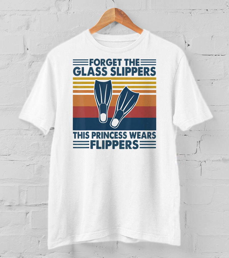 Forget The Glass Slippers This Princess Wears Flippers Retro Stripes T-Shirt