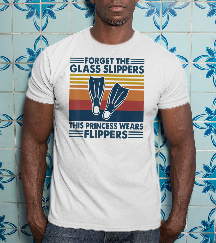 Forget The Glass Slippers This Princess Wears Flippers Retro Stripes T-Shirt