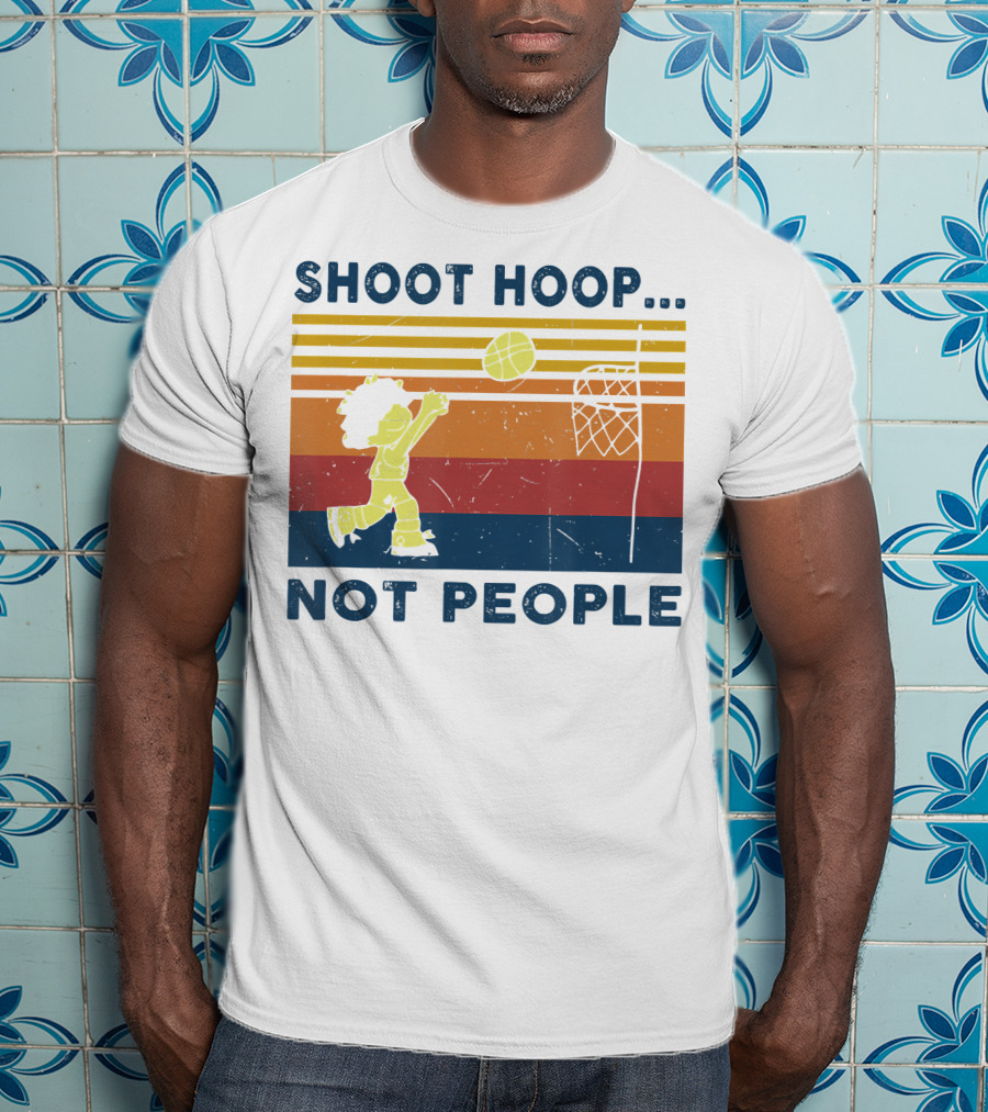 Shoot Hoop Not People Retro Basketball Stripes T-Shirt
