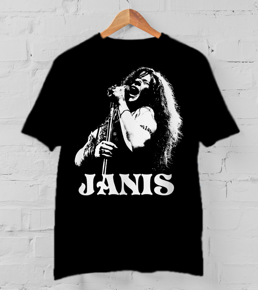 Janis Joplin White Stencil T-Shirt