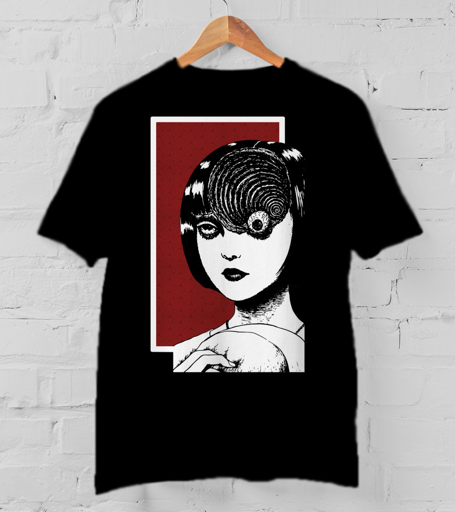 Junji Ito Uzumaki The Great Spiral Horror Manga Face With Spiral Eye T-Shirt