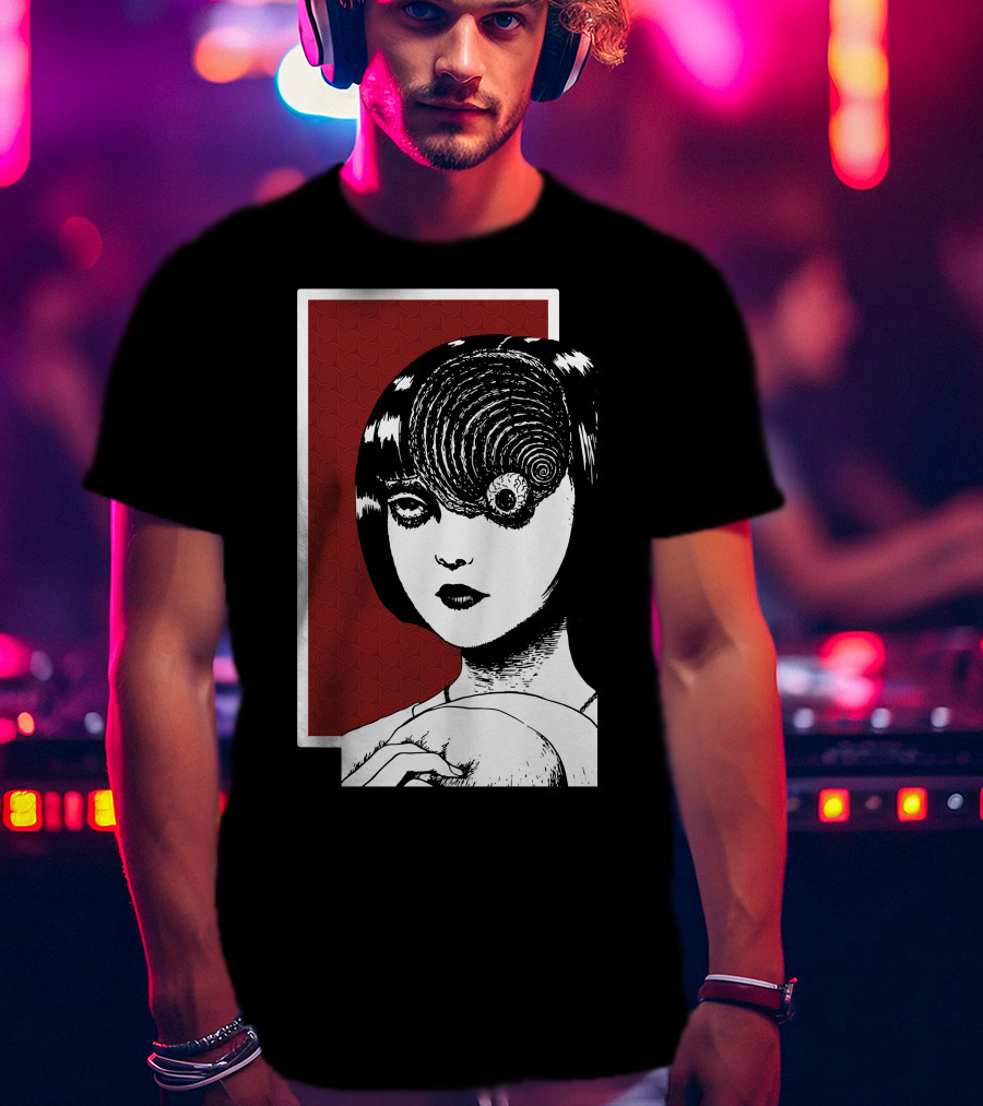 Junji Ito Uzumaki The Great Spiral Horror Manga Face With Spiral Eye T-Shirt