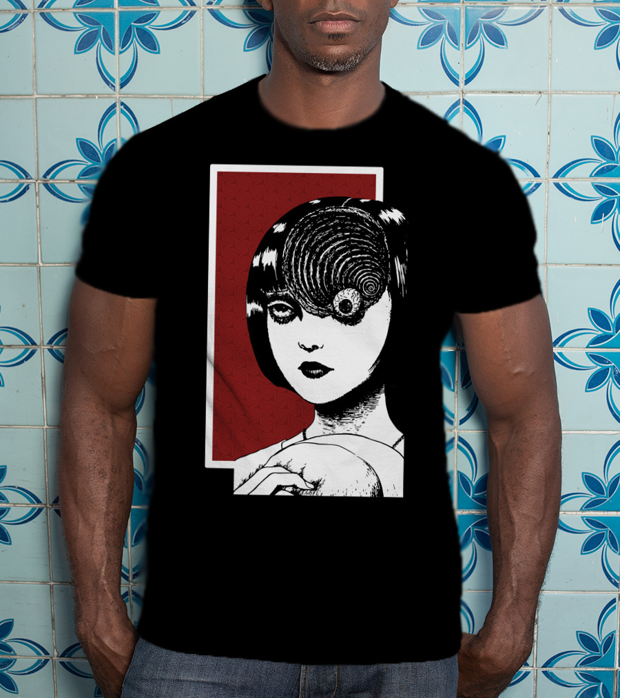 Junji Ito Uzumaki The Great Spiral Horror Manga Face With Spiral Eye T-Shirt