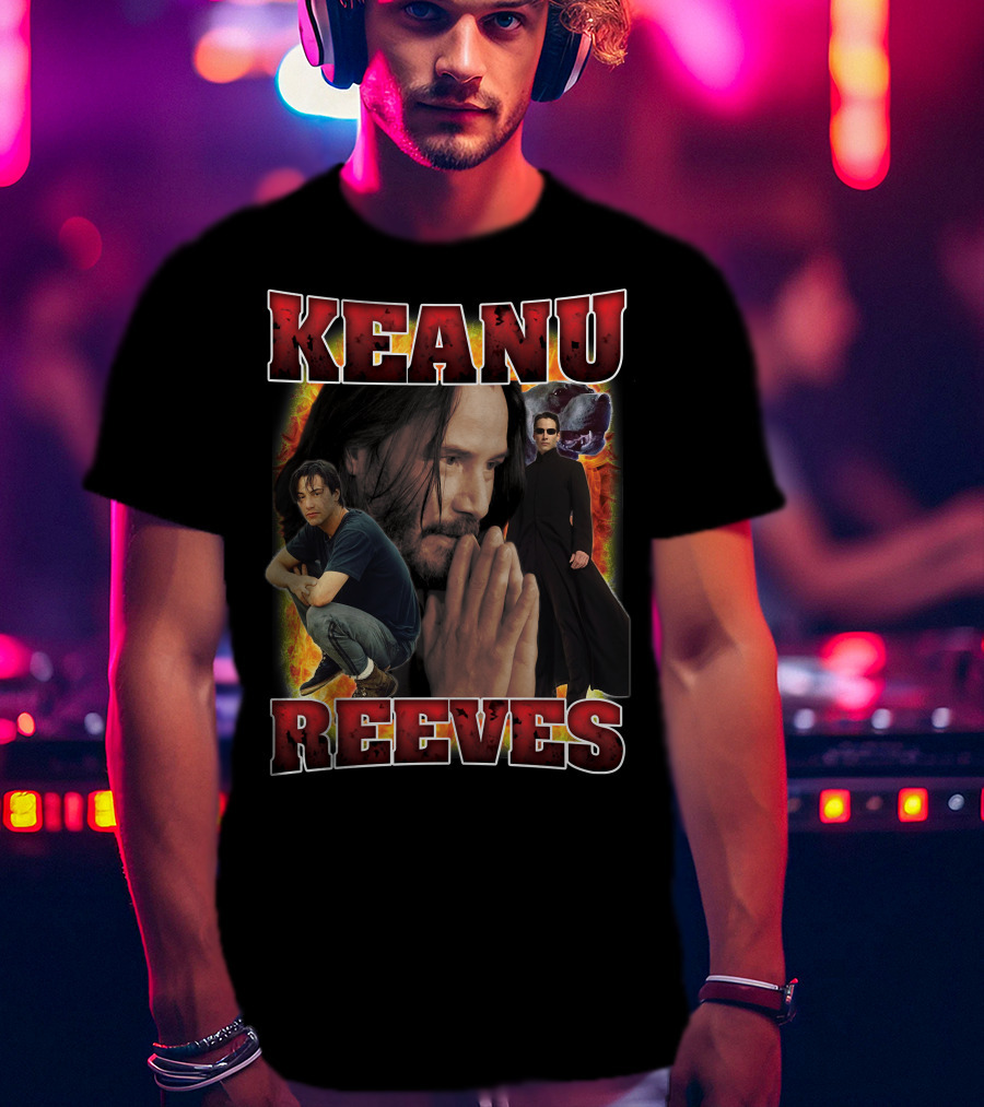 KEANU REEVES Collage With Iconic Movie Roles T-Shirt