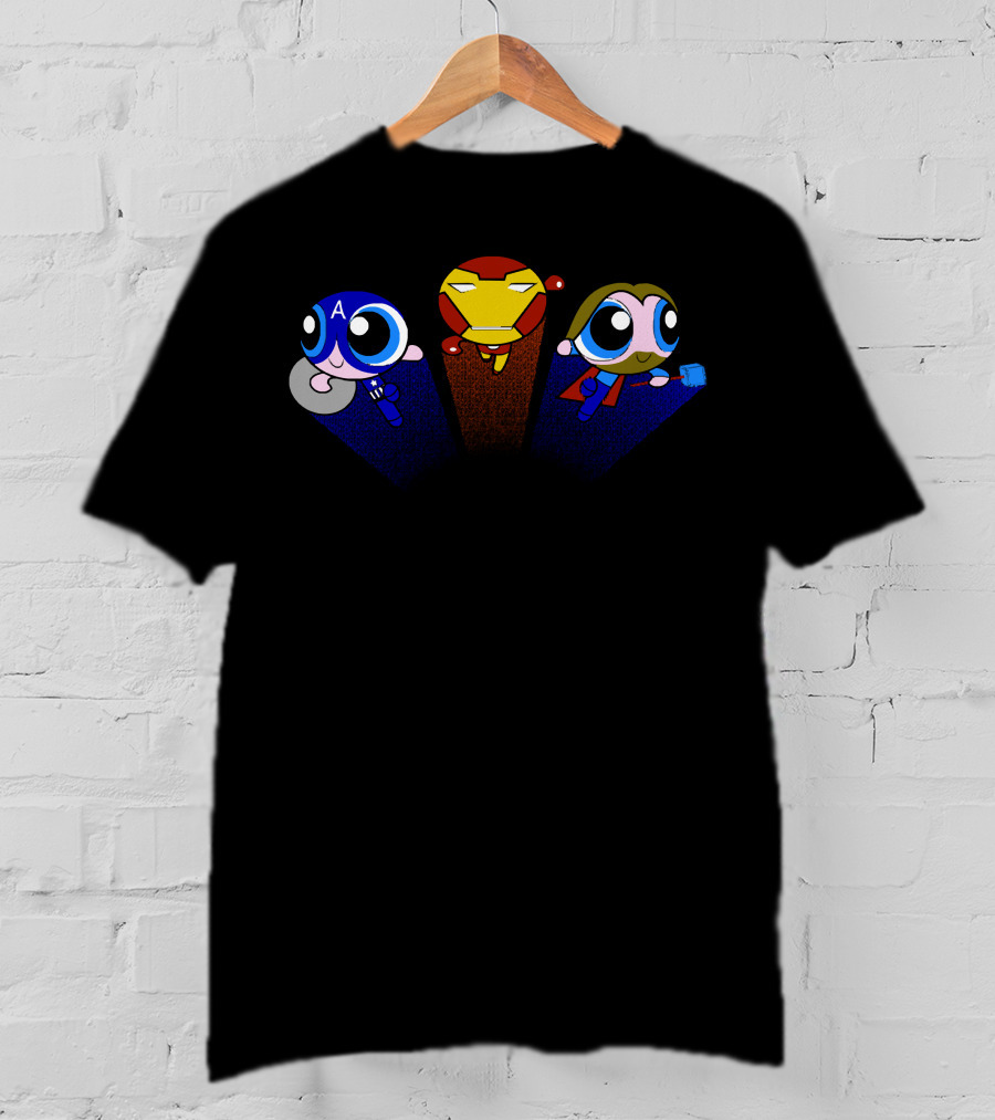 Powerpuff Girls Avengers Iron Man Captain America Thor Mashup T-Shirt