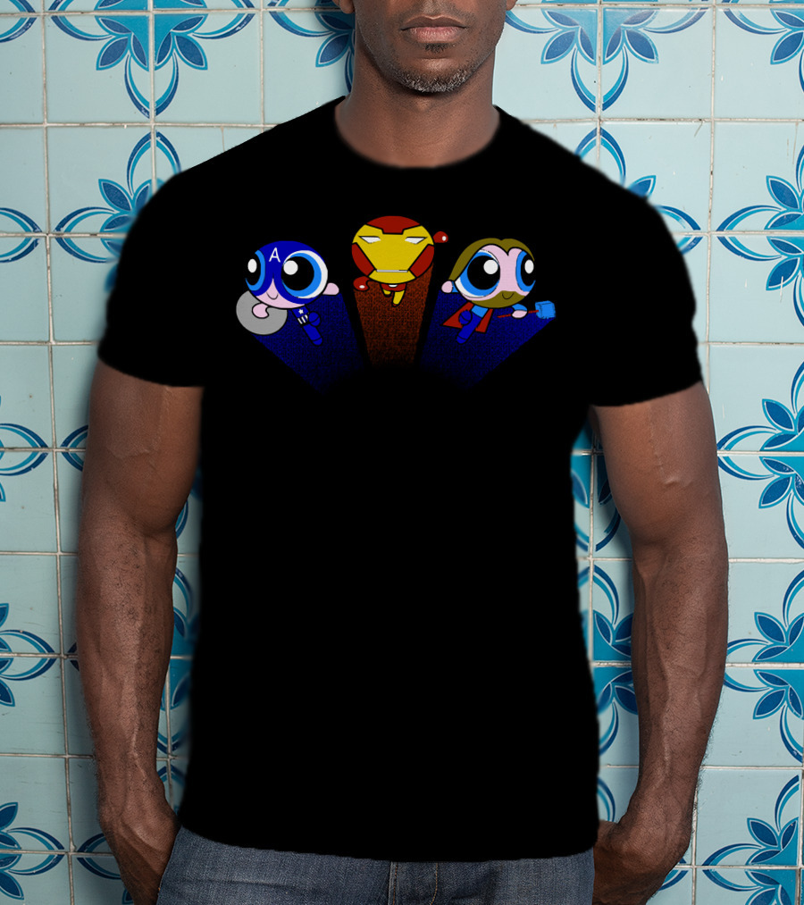 Powerpuff Girls Avengers Iron Man Captain America Thor Mashup T-Shirt