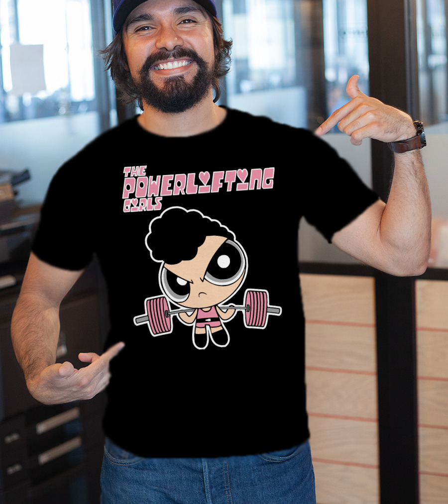 Powerpuff Girls The Powerlifting Girls Cartoon Character Lifting Weights T-Shirt