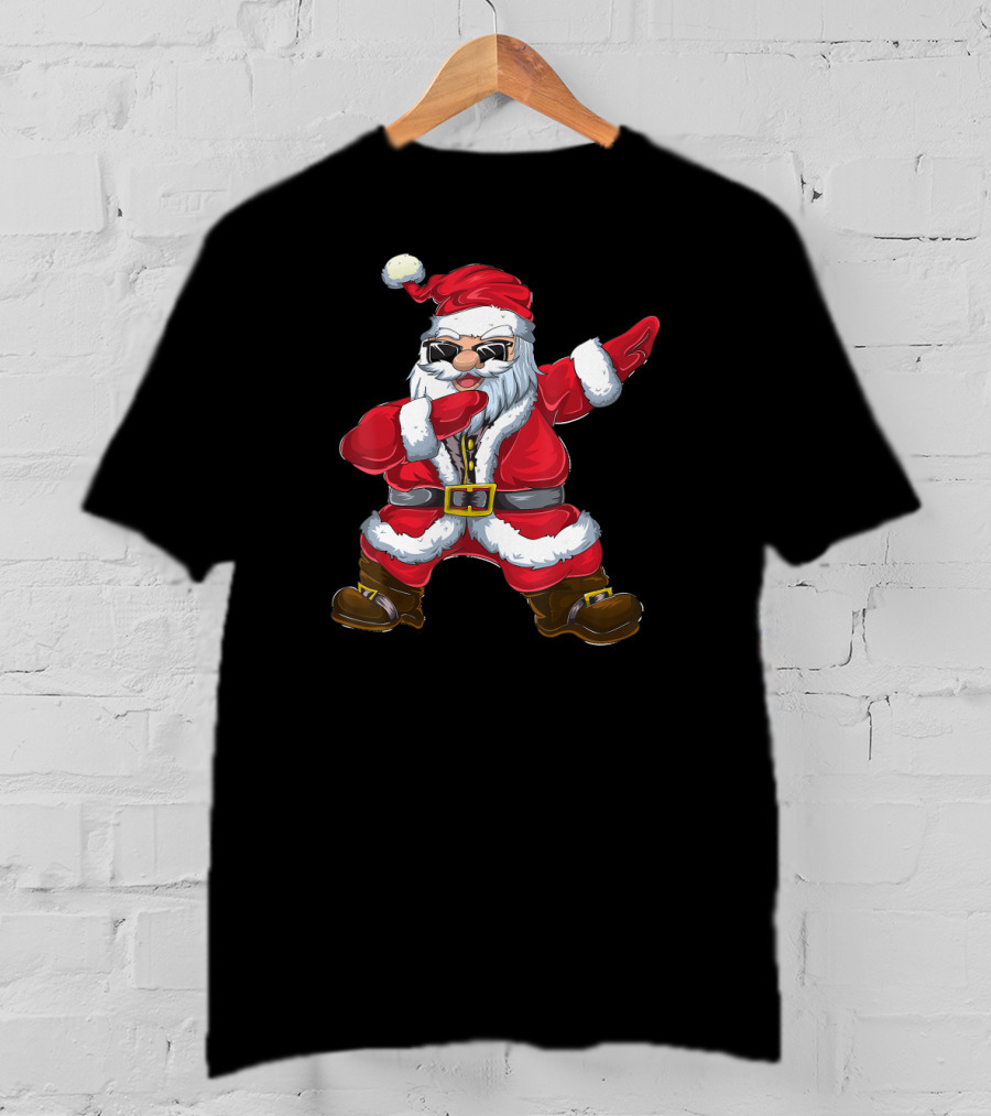 Christmas Dabbing Santa With Sunglasses T-Shirt