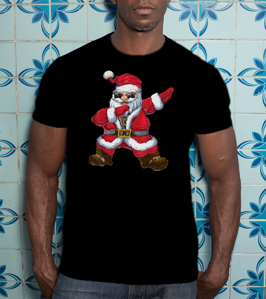 Christmas Dabbing Santa With Sunglasses T-Shirt