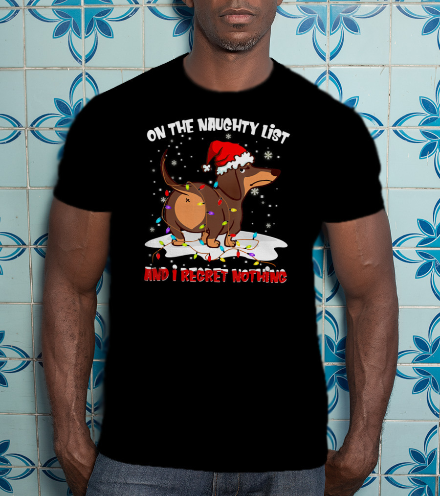 On The Naughty List Dachshund Xmas And I Regret Nothing T-Shirt