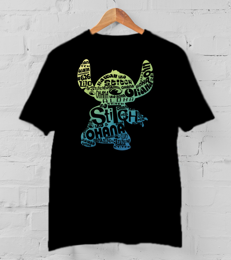 Disney Lilo And Stitch Ohana Experiment 626 Aloha Text T-Shirt